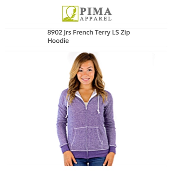 PURPLE ZIP HOODIE! Juniors XXL Long Sleeve French Terry; PIMATEE by PIMA APPAREL - Picture 1 of 11